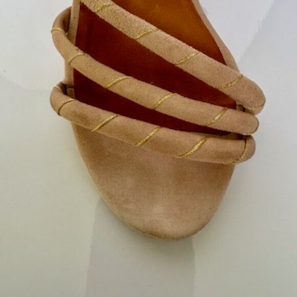 SEZANE High Lison Sandals Blush Suede w/ Gold Details FR39 - Picture 6 of 13